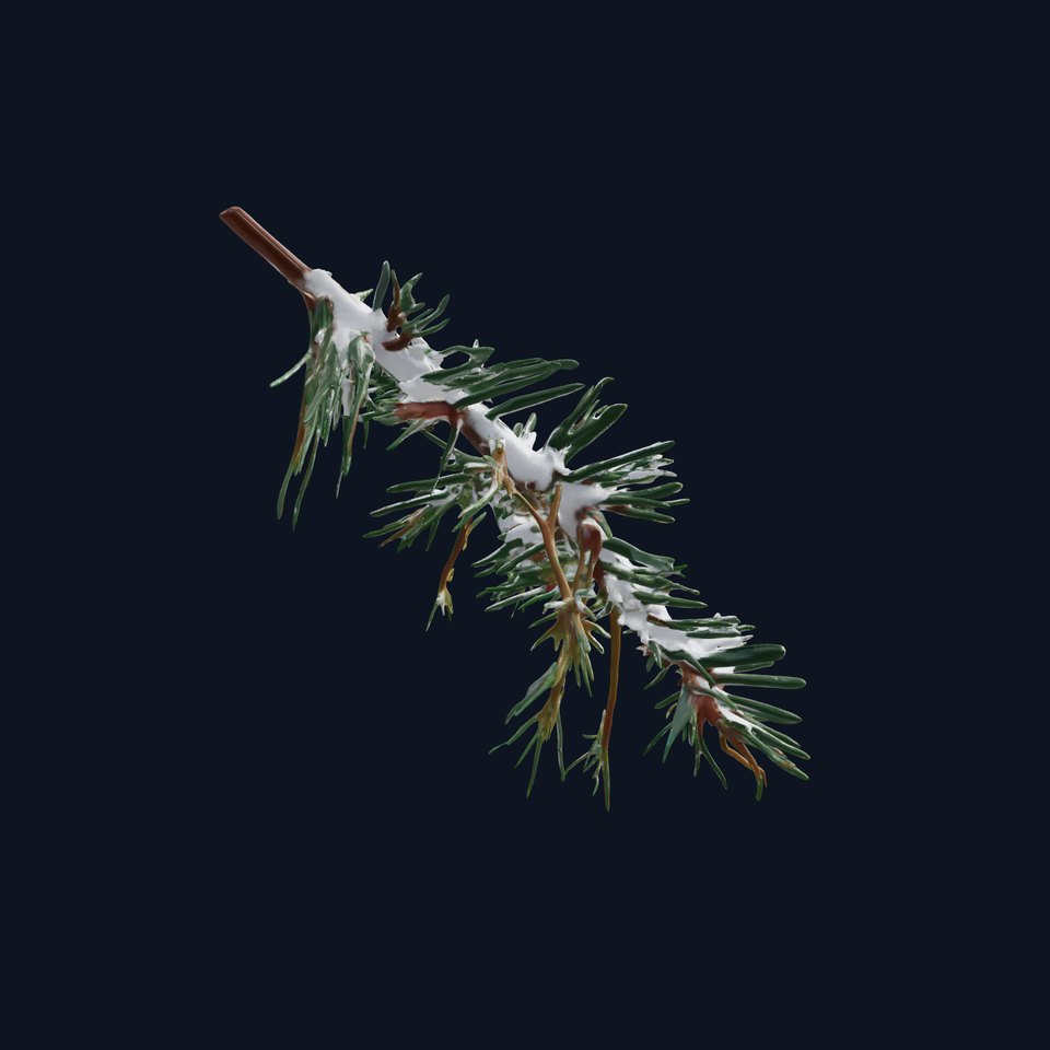 Snowy Pine Branch D Model Pack for Environmental Design